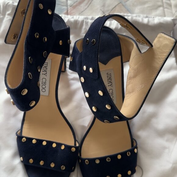 Jimmy Choo Veto 100 studded suede sandals - Navy - Size 40 - Picture 5 of 7